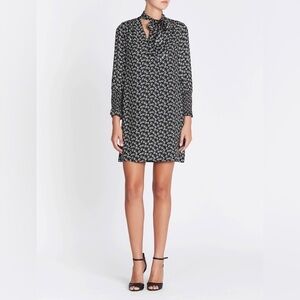 Rebecca Taylor Rue Floral Silky Shift neck tie  Dress Sz 2 XS